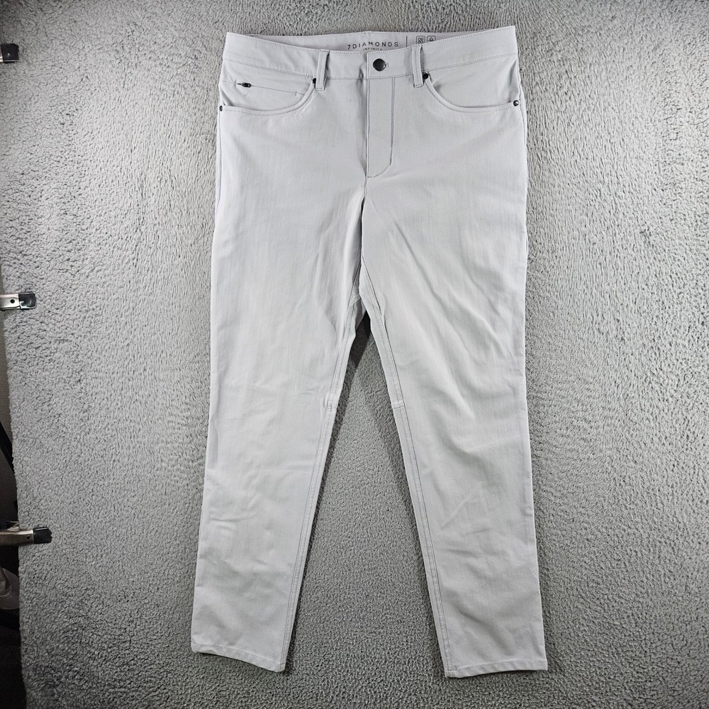 7 Diamonds Infinity Slim Fit Pants Mens 32x30 Grey 4-Way Stretch